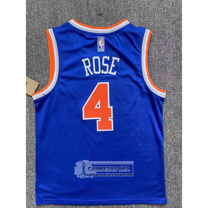 Camiseta Nino New York Knicks Derrick Rose NO 4 Icon Azul